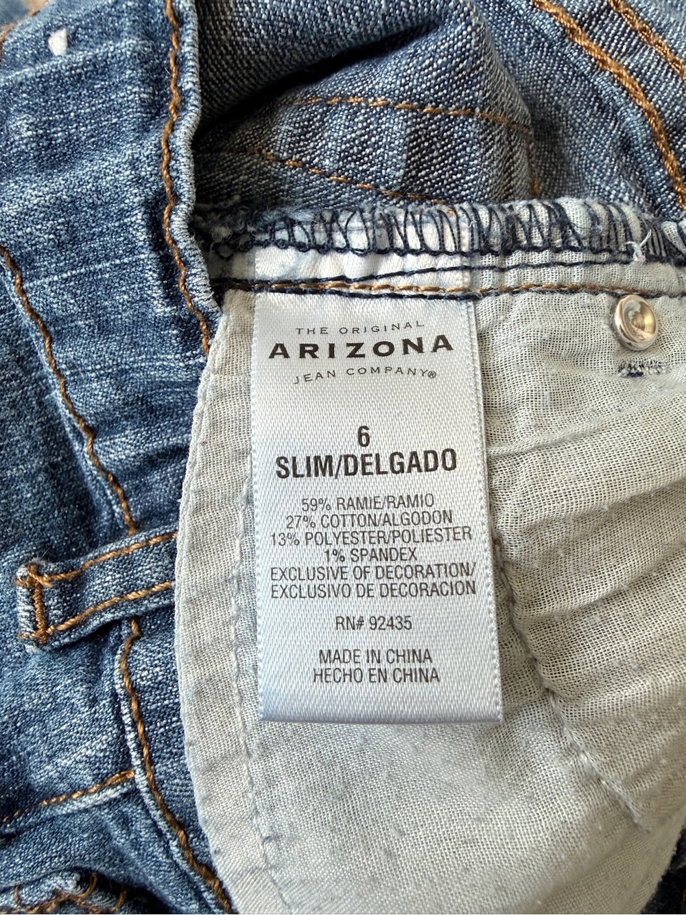 Arizona Jean Company Kids Blue Denim Jeans with Teal Accent - Picture 7 of 9